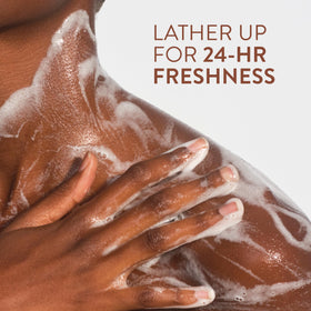 Native in shower scene illustrating family-friendly tropical scent