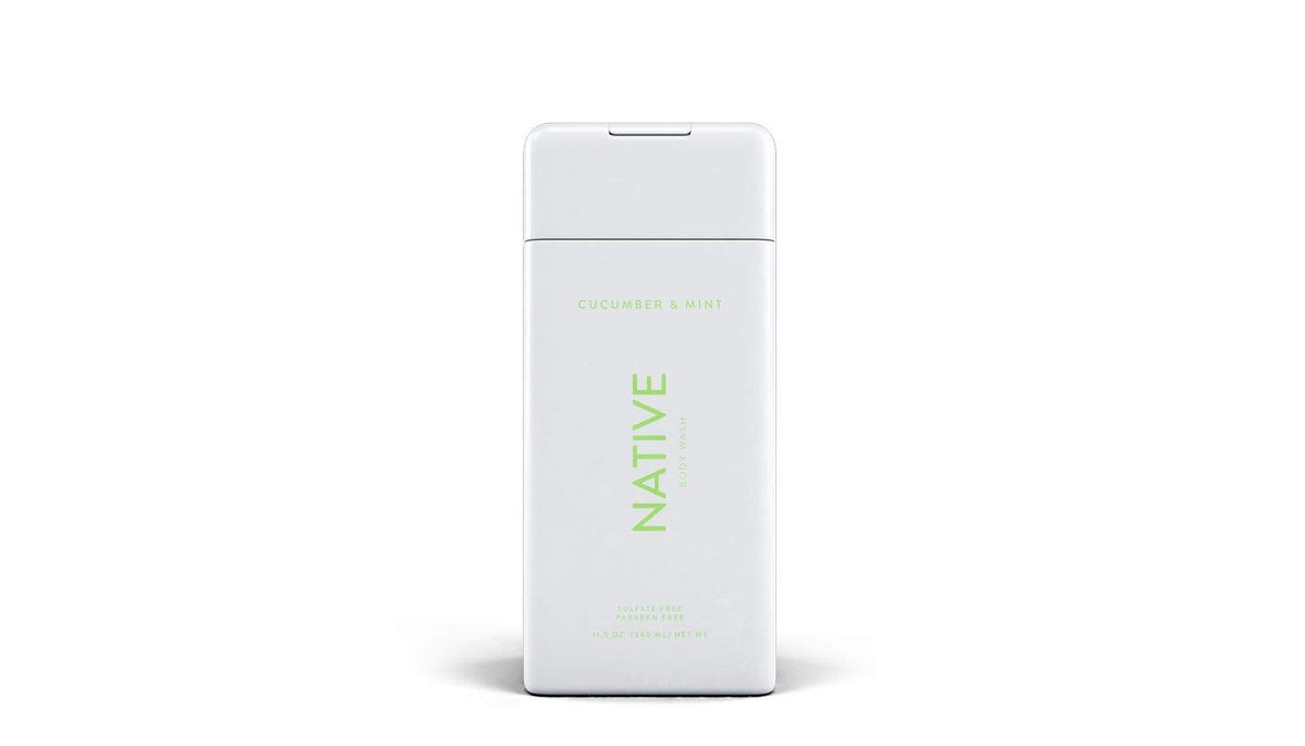 Native cucumber and mint body wash front bottle showing label and size for clear product identification