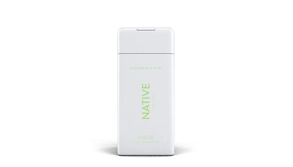 Native cucumber and mint body wash front bottle showing label and size for clear product identification