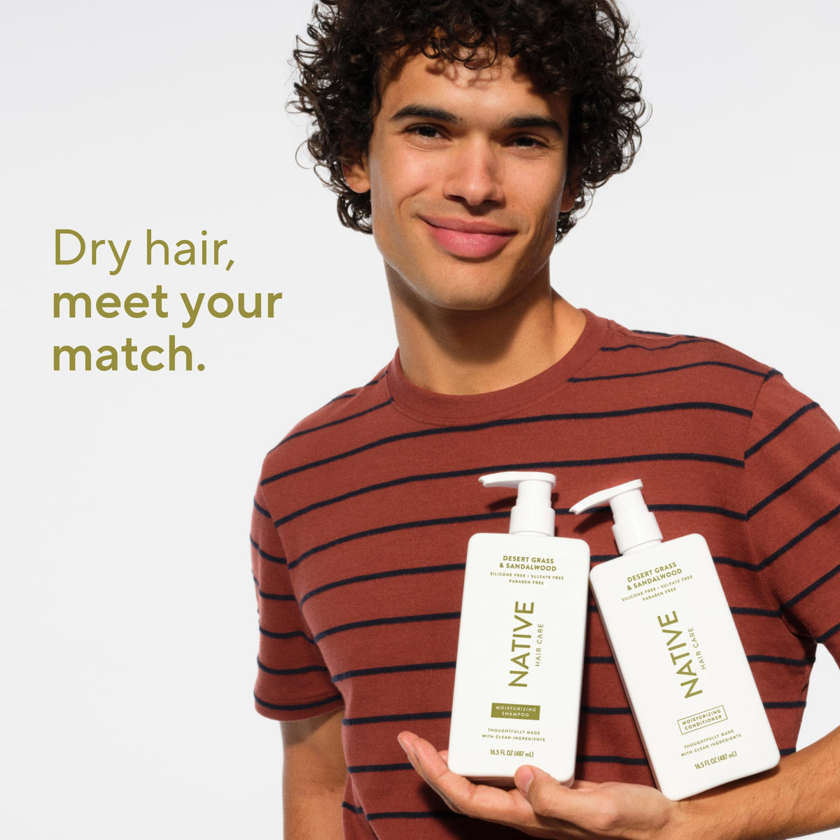 Native shampoo lather on palm, gentle foaming for effective cleansing