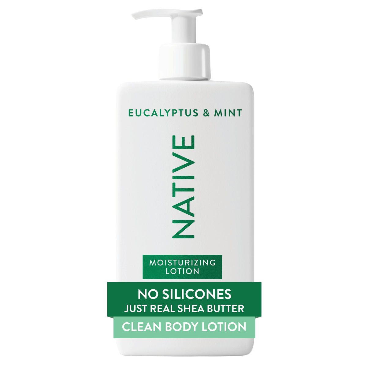 Native front pump bottle showcasing packaging and easy dispensing benefit
