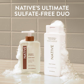 Native bottle on bathroom counter showing family-ready convenience