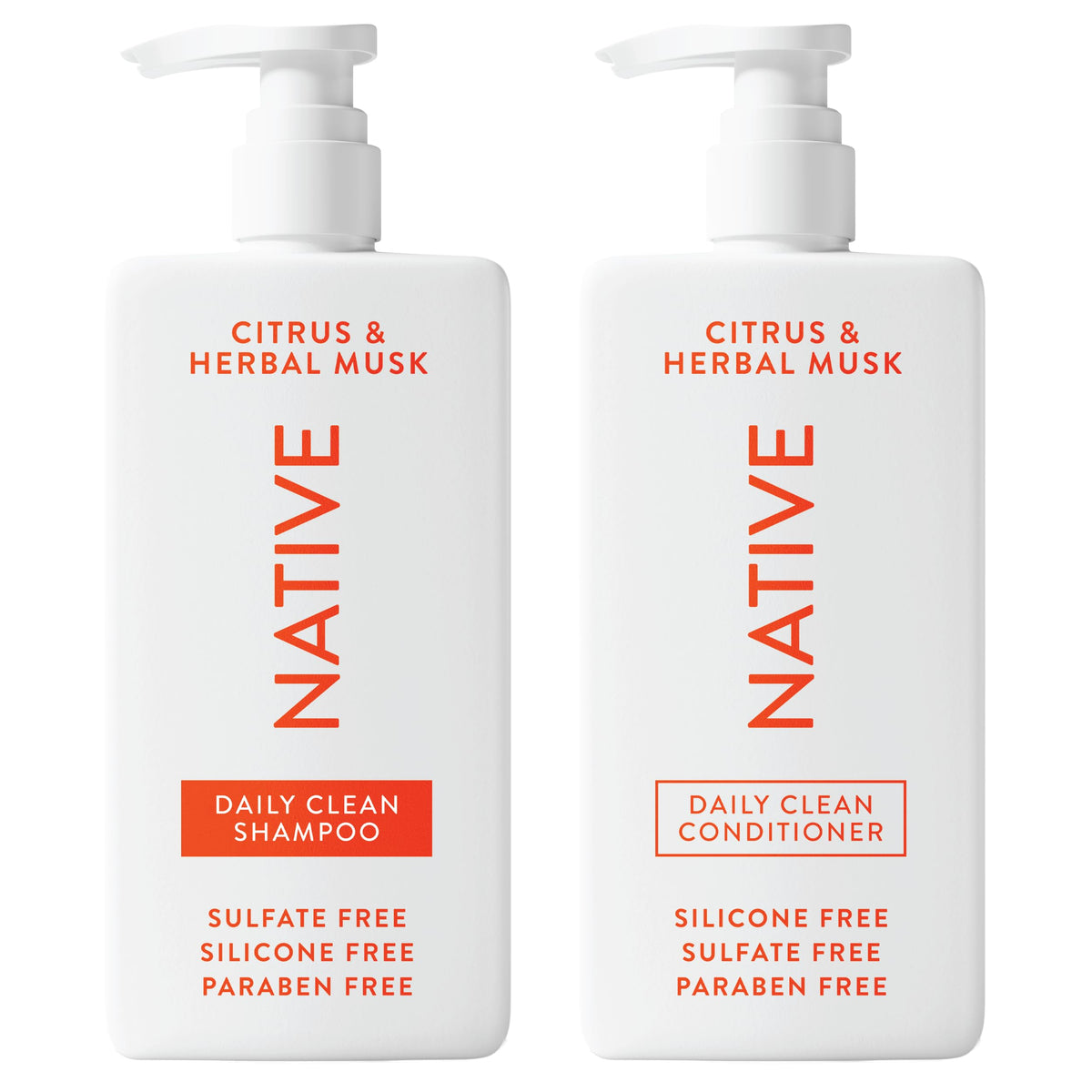 Native front packaging duo showing both 16.5 fl oz bottles and scent benefit