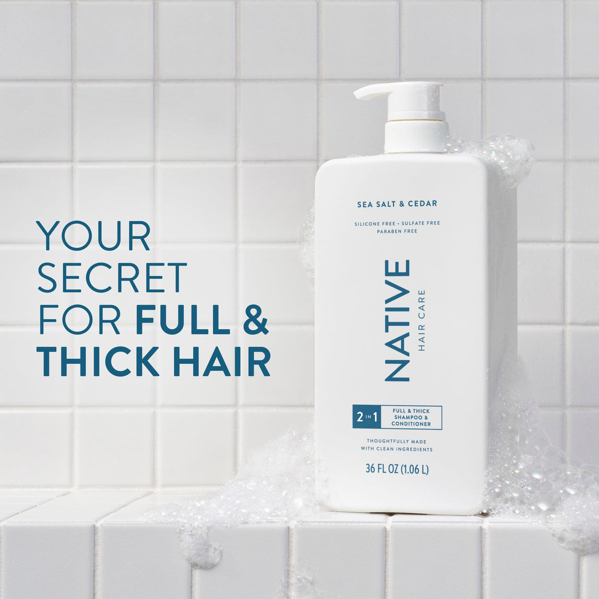 Native back label with ingredients and directions for simple, transparent use benefit
