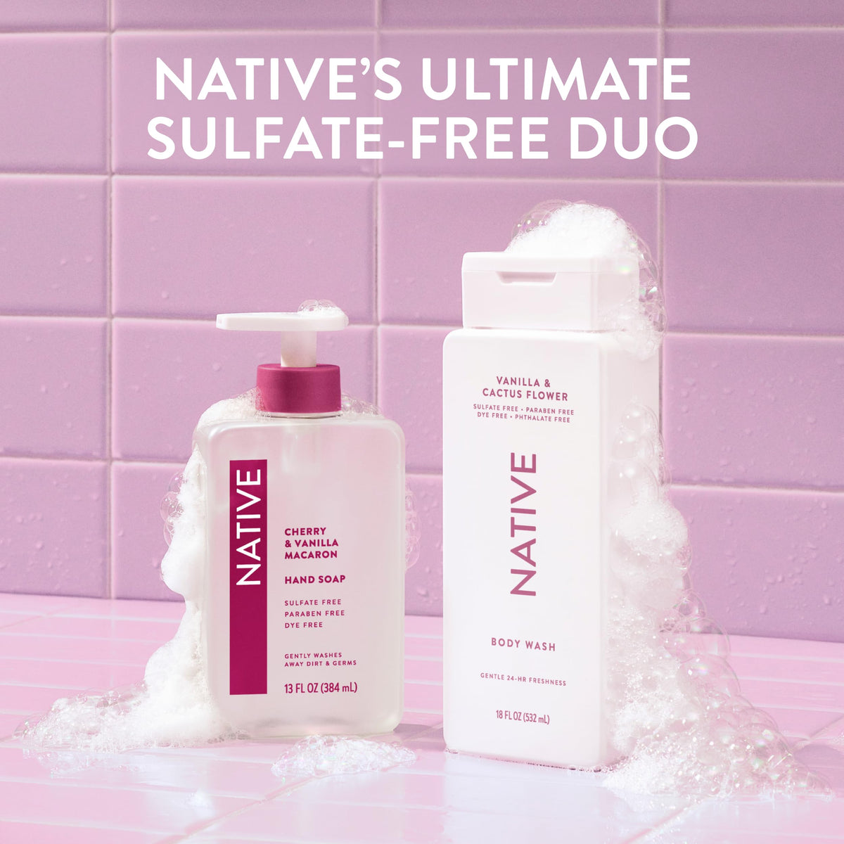 Native bottle in family bathroom showing multi-user convenience and value