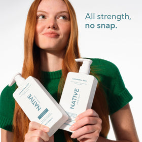 Native in-shower use with lather showing effective yet mild cleansing