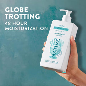 Native lotion on hand illustrating smooth application and visible hydration