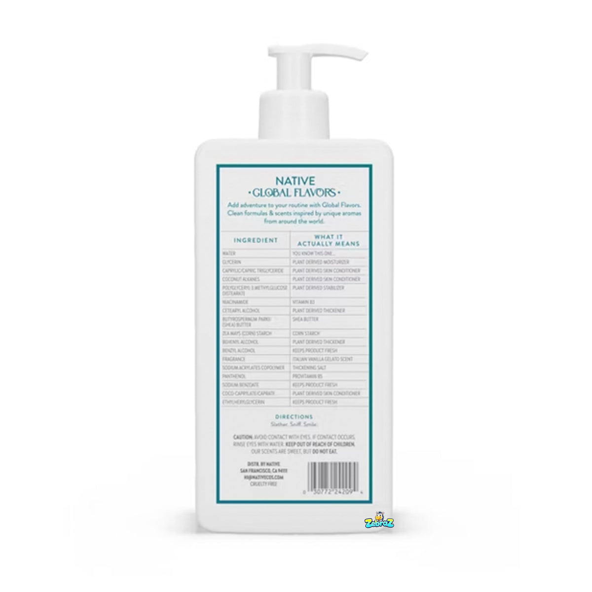 Native product label close-up showing ingredient clarity and clean formula
