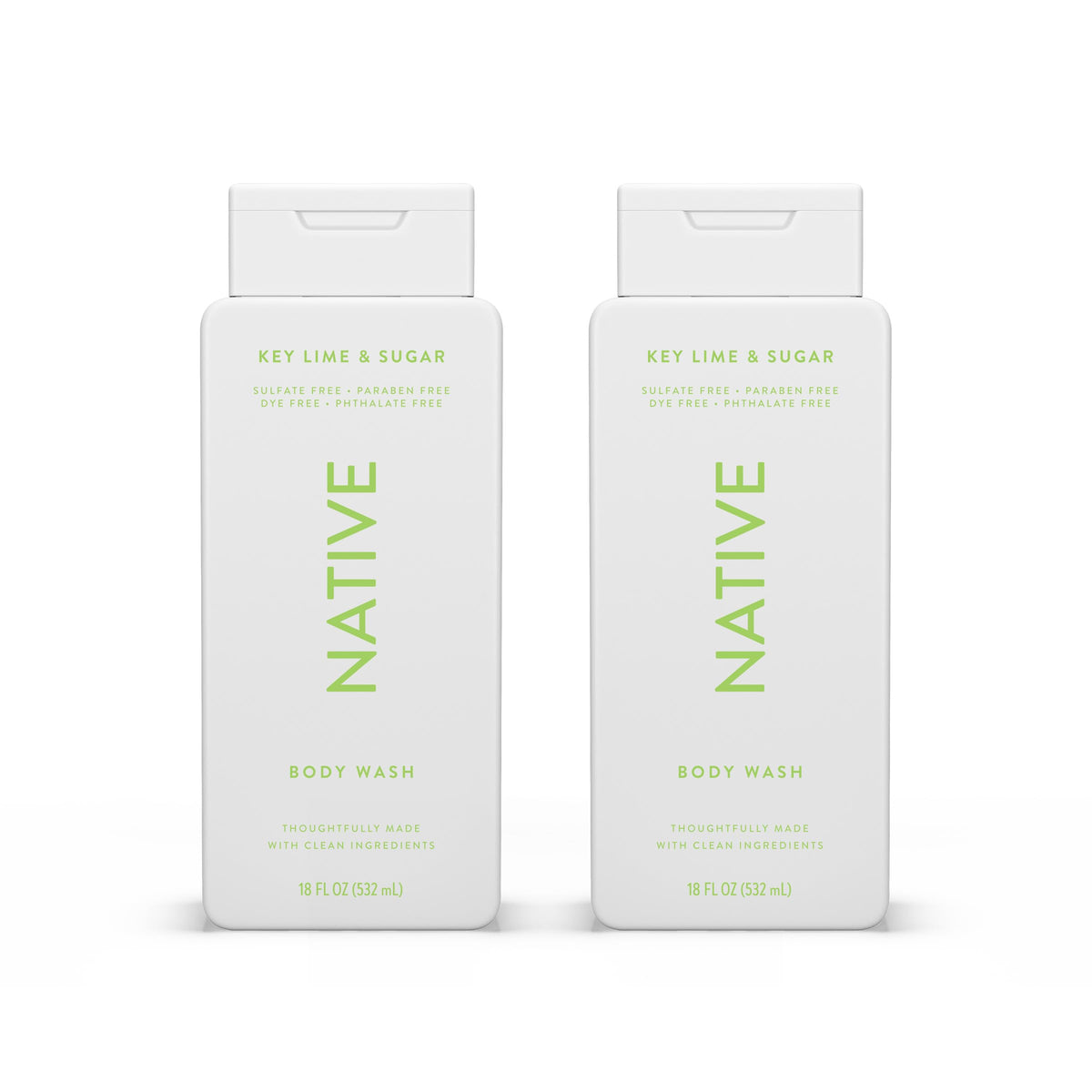 Native front bottle showing Key Lime & Sugar label and volume benefit