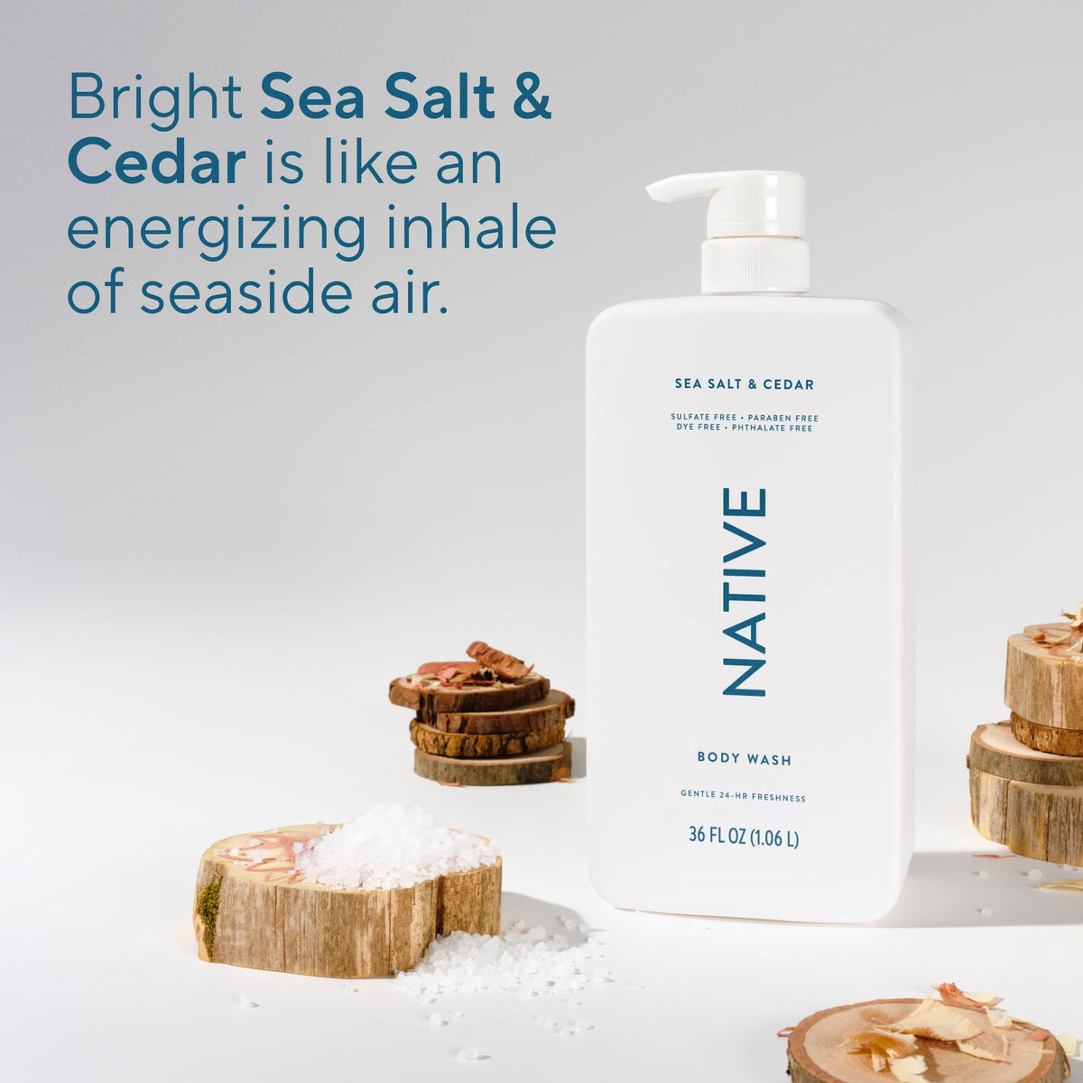 Native label ingredients panel highlighting sulfate-free, plant-based cleansers