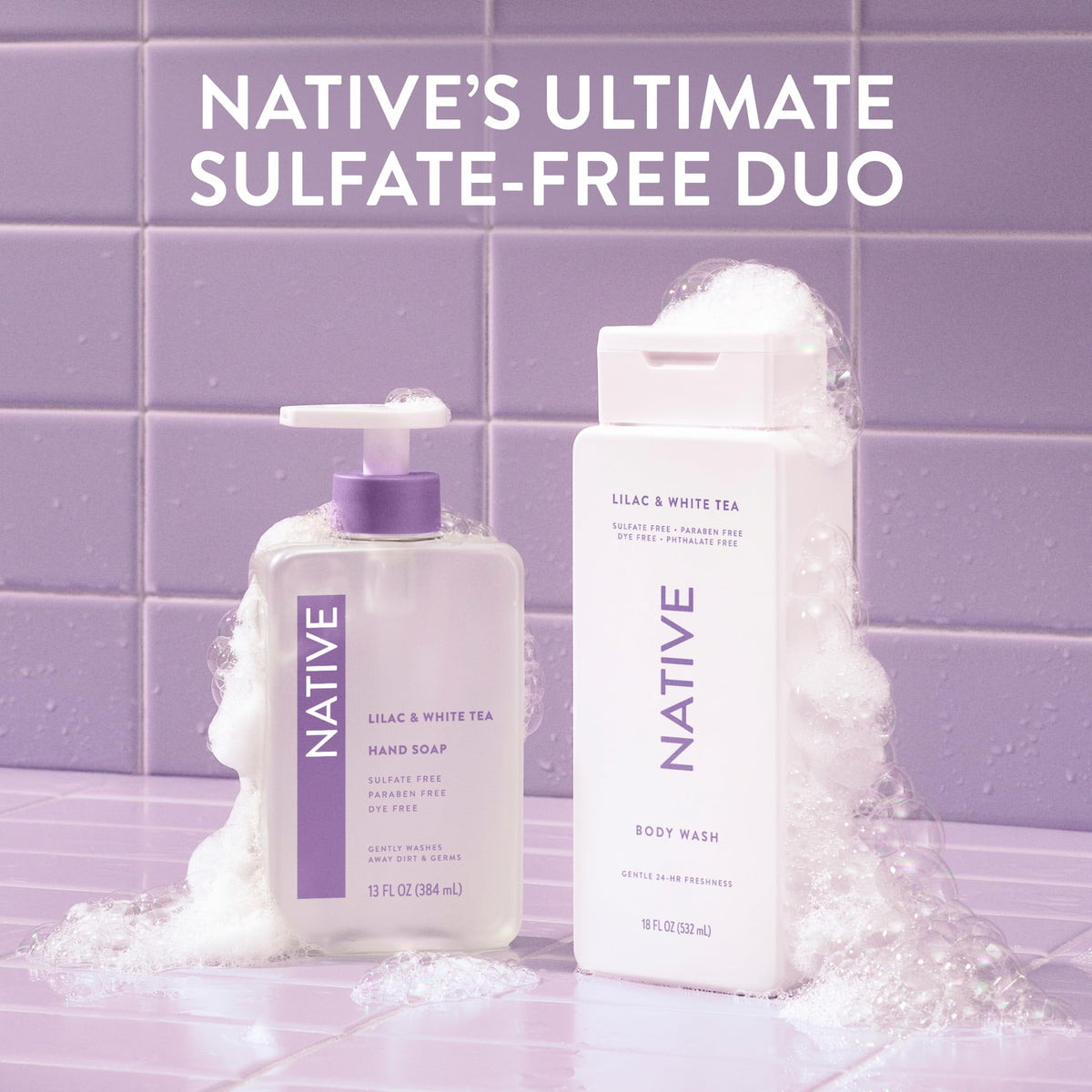 Native body wash pumped onto washcloth showing controlled dispensing benefit