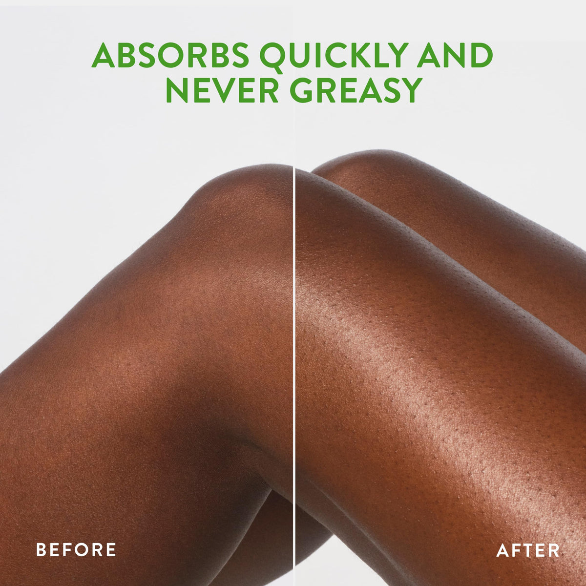Native lotion applied to leg demonstrating smooth spreadability and hydration