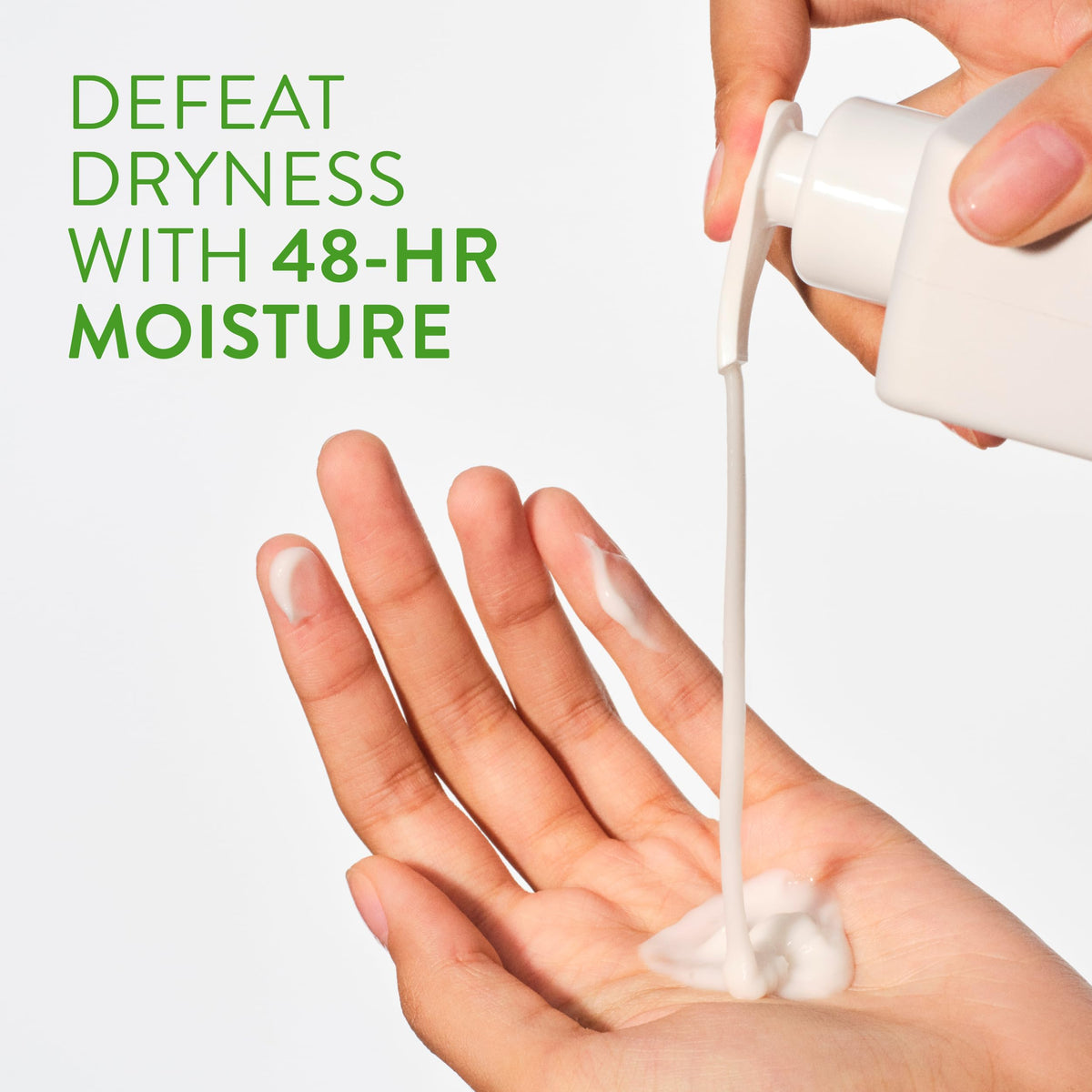 Native lotion pump dispensing product for quick, no-mess application benefit