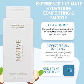 Native bottle in shower producing foam for gentle effective cleanse