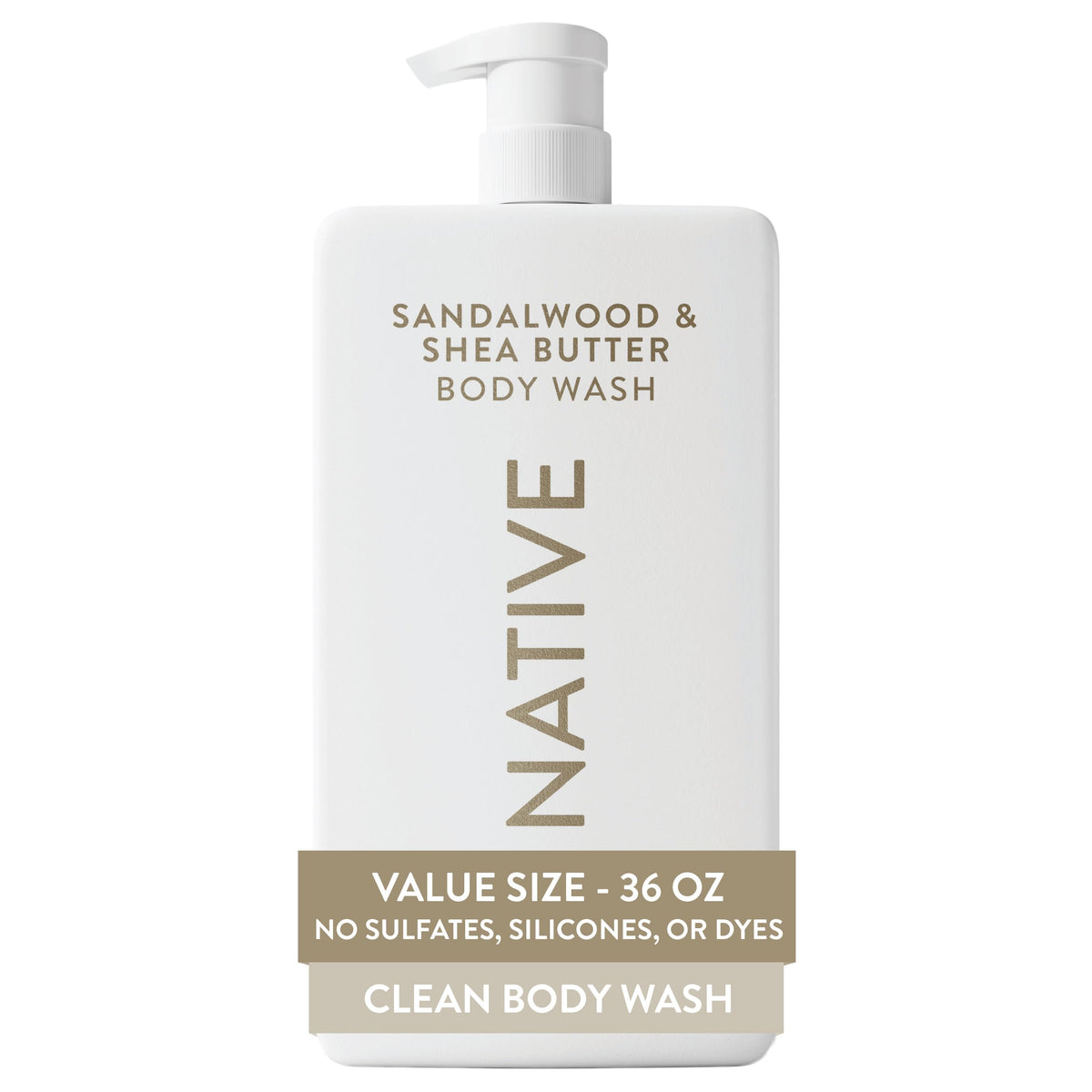 Native front bottle view showing pump and 36 oz size benefit