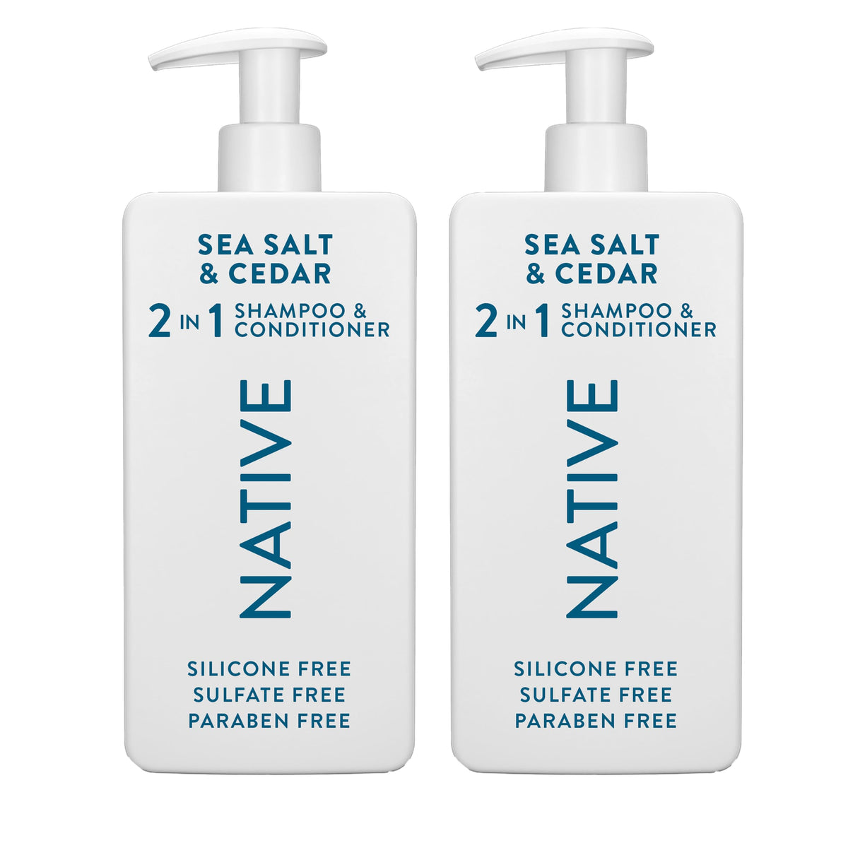 Native bottle front packaging showing Sea Salt & Cedar scent and size