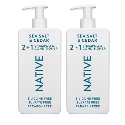 Native bottle front packaging showing Sea Salt & Cedar scent and size