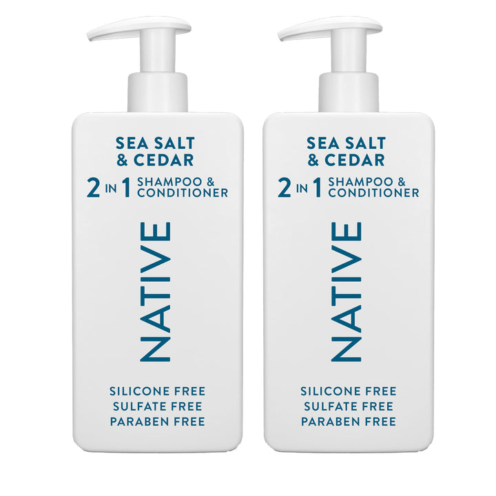 Native bottle front packaging showing Sea Salt & Cedar scent and size