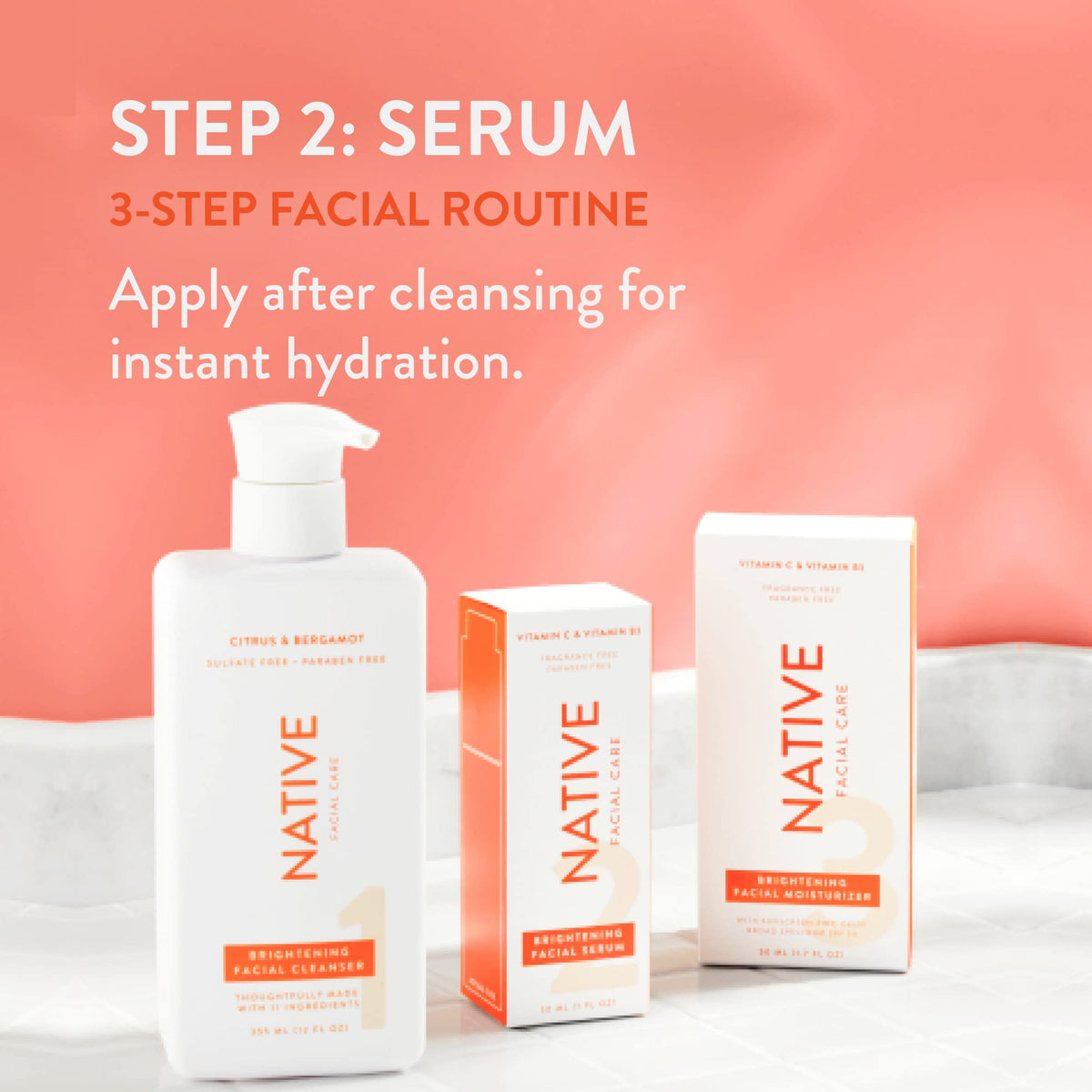 Native serum in hand for scale demonstrating compact 30ml bottle convenience