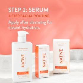Native serum in hand for scale demonstrating compact 30ml bottle convenience
