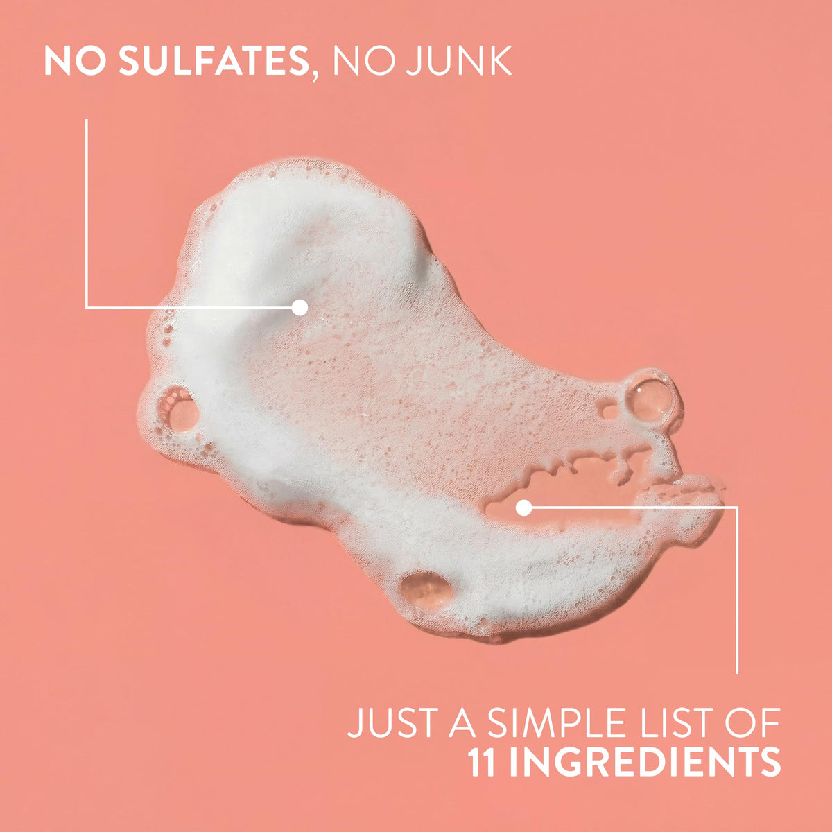 Native shampoo in shower use showing rinsing action for buildup removal benefit