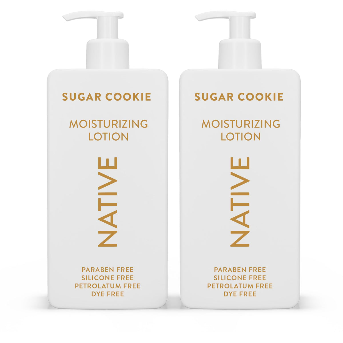 Native Sugar Cookie lotion front bottle showing creamy texture and lasting hydration