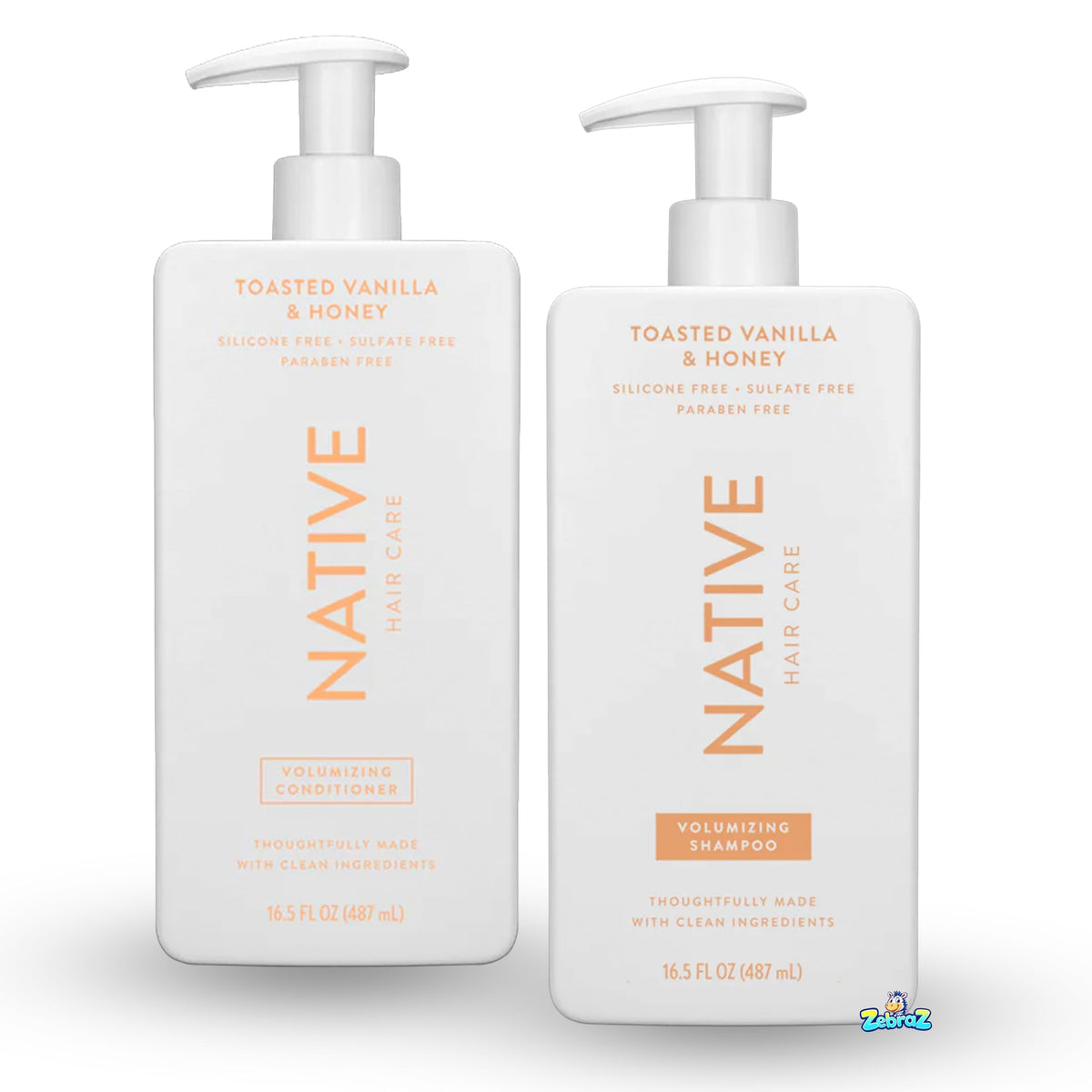 Native front packaging showing shampoo and conditioner for a simple routine