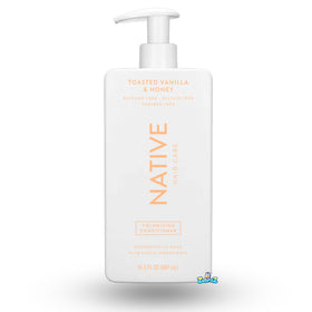 Native shampoo being poured to show gentle lathering and effective cleansing