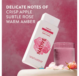 Native bottle in hand showing 18 fl oz size and travel-ready benefit