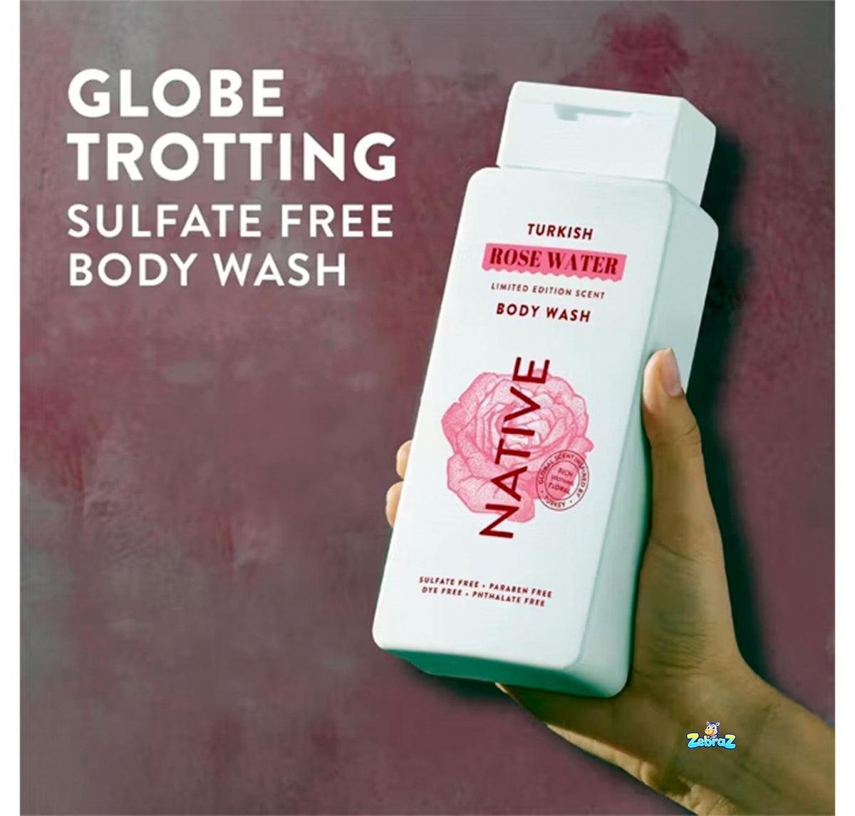 Native label detail revealing scent notes and clean-ingredient benefit