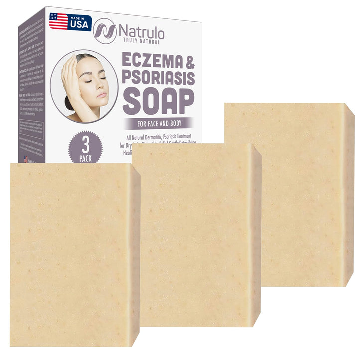 Natrulo soap front packaging showing brand and calming calendula for natural relief