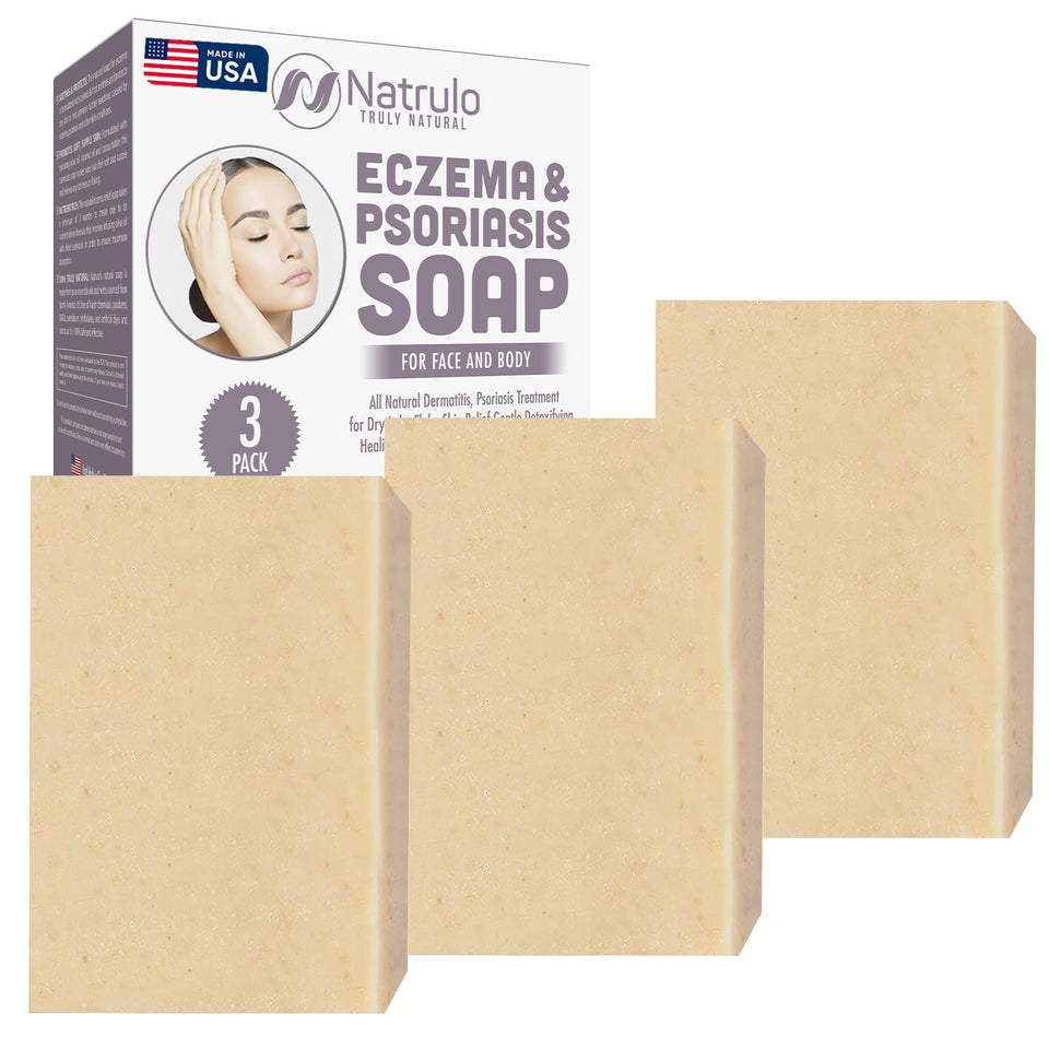 Natrulo soap front packaging showing brand and calming calendula for natural relief
