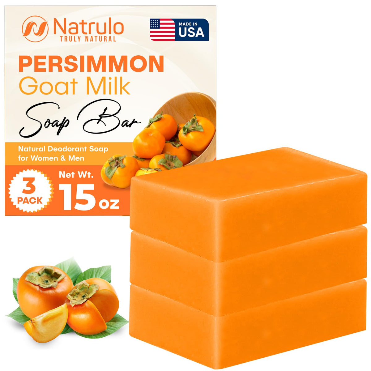 Natrulo persimmon soap front packaging showing clean branding and product benefits
