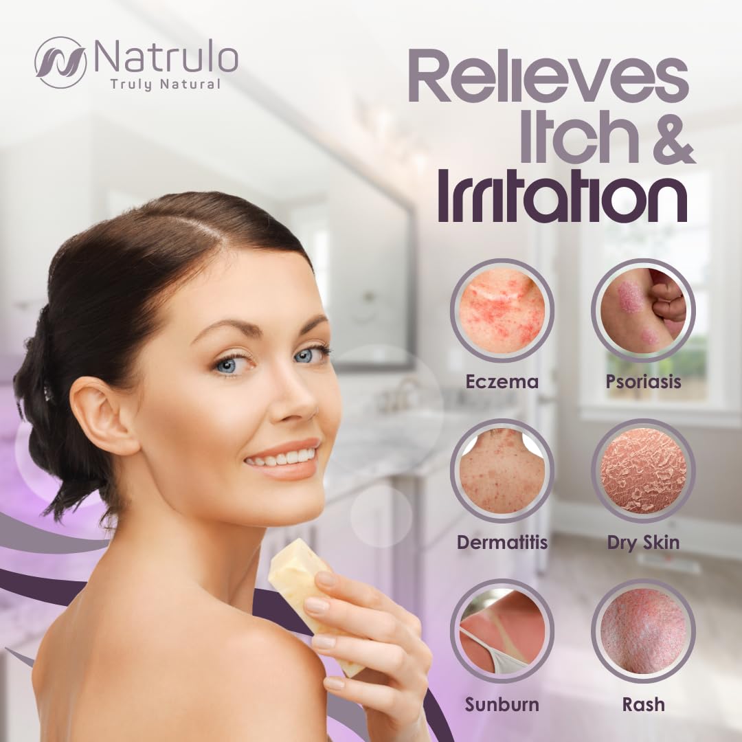 Natrulo soap bar texture close-up revealing creamy lather and moisturizing oils