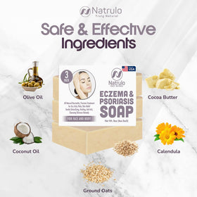Natrulo soap on bathroom shelf in lifestyle scene promoting daily soothing routine
