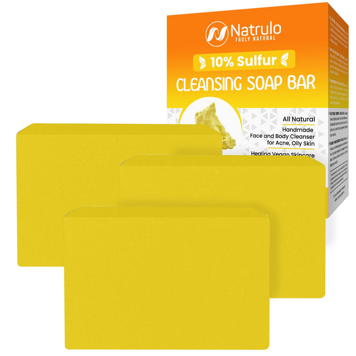 Natrulo soap front packaging showing brand and 10% sulfur advantage