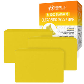Natrulo soap front packaging showing brand and 10% sulfur advantage