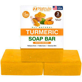 Natrulo soap bar front view showing turmeric color and clean design for brightening