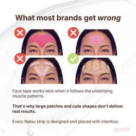 Natsu crow's feet strip applied near eye, supportive smoothing benefit