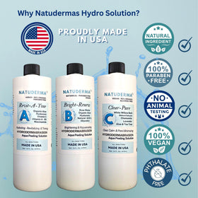 NATUDERMA bottle label close-up highlighting formula and compatibility
