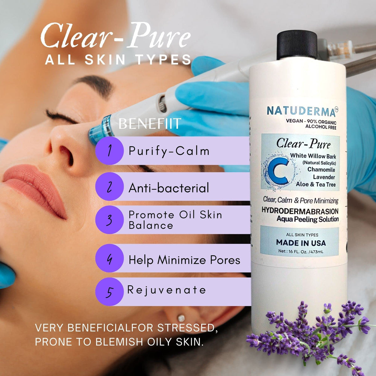 NATUDERMA Solution C droplet on fingertip for sensitive skin safety