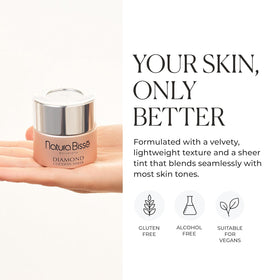 Natura Bissé swatch on skin showing sheer tint and even coverage for natural-looking finish