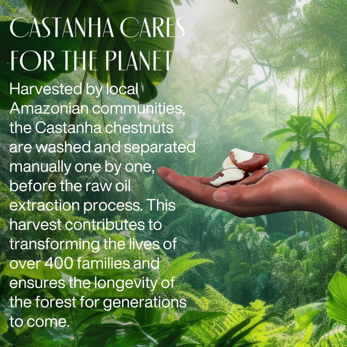 Natura castanha with cupuaçu butter chunk illustrating locking moisture