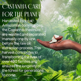 Natura castanha with cupuaçu butter chunk illustrating locking moisture