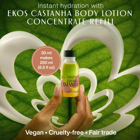 natura refill next to hand for size comparison shows compact footprint and travel-friendly benefit