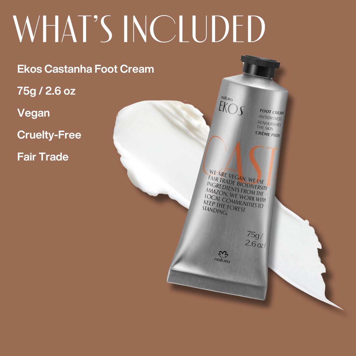 Natura castanha tube next to coin showing compact travel size
