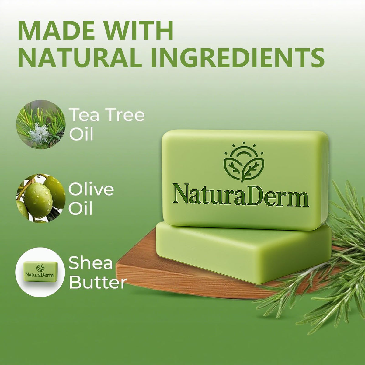 Natura Derm lathered foam on palm demonstrating refreshing cleanse