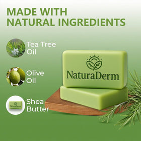 Natura Derm lathered foam on palm demonstrating refreshing cleanse