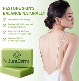 Natura Derm soap close-up texture highlighting gentle cleanse