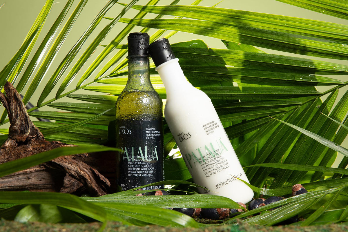 natura bottle on bathroom shelf portraying sustainable lifestyle